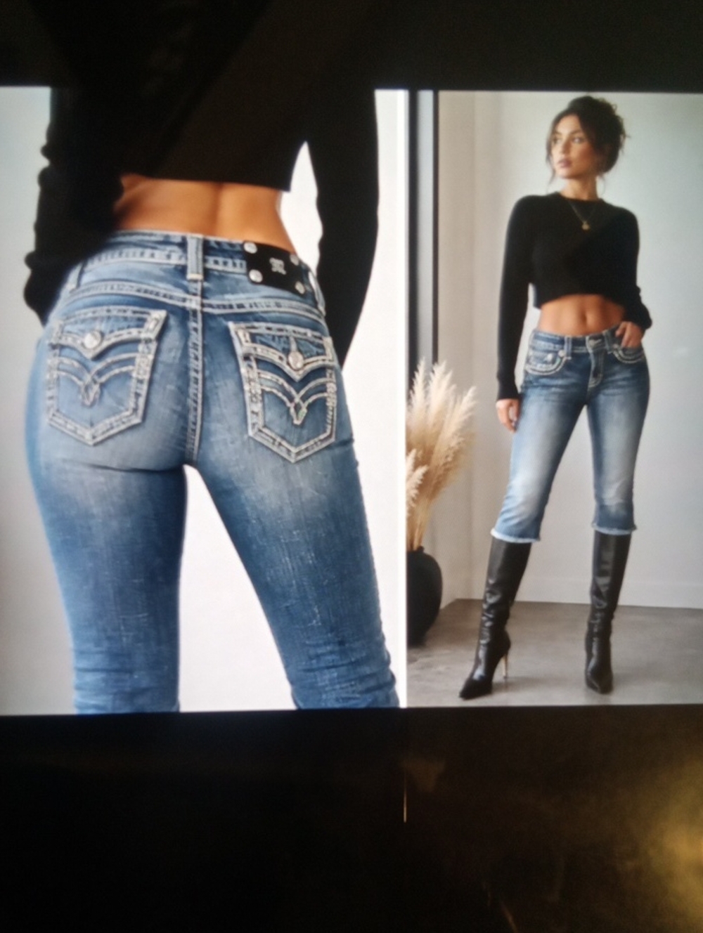 MISS ME Y2k Capri Denium Emblelished Back Pockets Rodeo Club WOmens 27